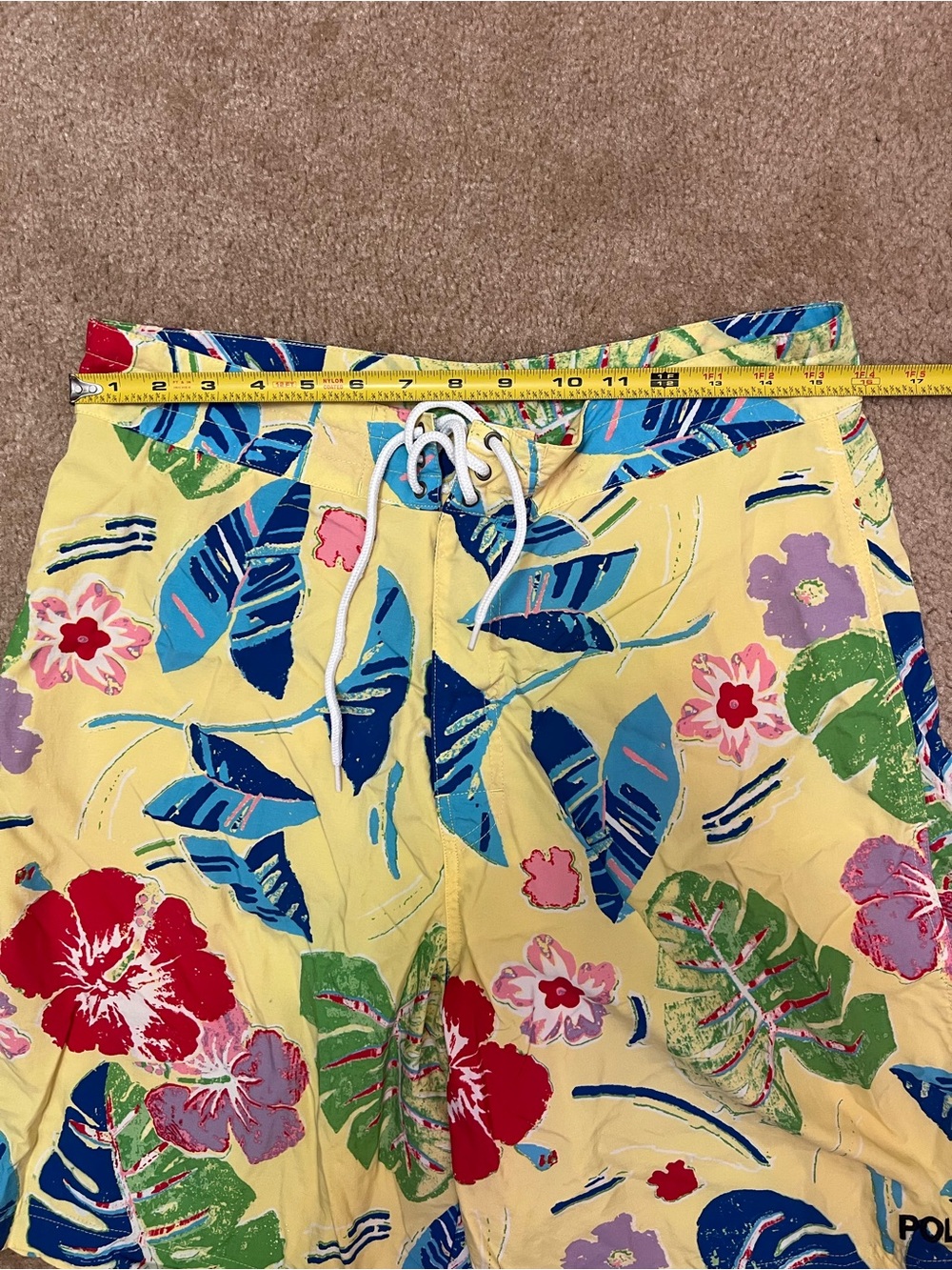 Vintage Polo Sport Ralph Lauren Yellow Floral Swim Trunks Size 32 - Picture 3 of 6